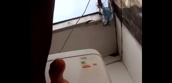 she Mounted On Washing Machine and enjoy